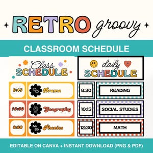 Editable Classroom Schedule Display, Daily Classroom Schedule Cards, Visual Timeline Display, Classroom Management Printable, Poster