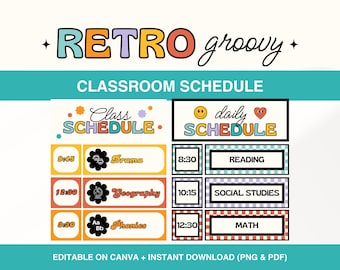 Editable Classroom Schedule Display, Daily Classroom Schedule Cards, Visual Timeline Display, Classroom Management Printable, Poster