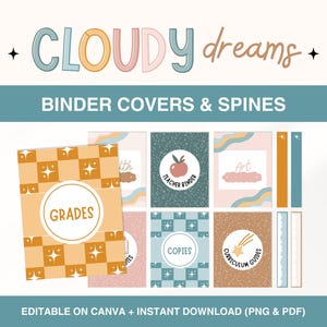 Classroom Binder Covers and Spines, Editable Rainbow Binder Cover, Teacher Organization, Printable Teacher Binder Canva Template
