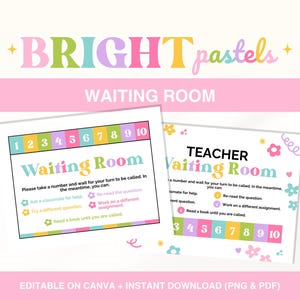 Teacher Waiting Room Display, Classroom Waiting Room Sign, Pastel Classroom Management, Printable Classroom Posters, Teacher Templates