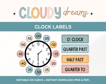 Printable Classroom Clock Label, Time Labels, Printable Analog Clock Labels, Learn to Tell Time Classroom Decor, Classroom Management