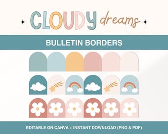 Classroom Bulletin Board Borders, Rainbow Classroom Decor, Printable Bulletin Border, Teacher Banner, Editable Canva Template