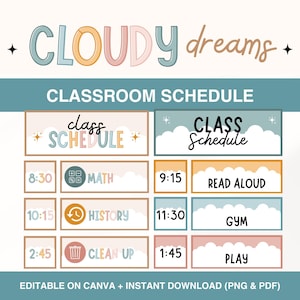Editable Classroom Schedule Display, Daily Classroom Schedule Cards, Visual Timeline Display, Classroom Management Printable, Poster