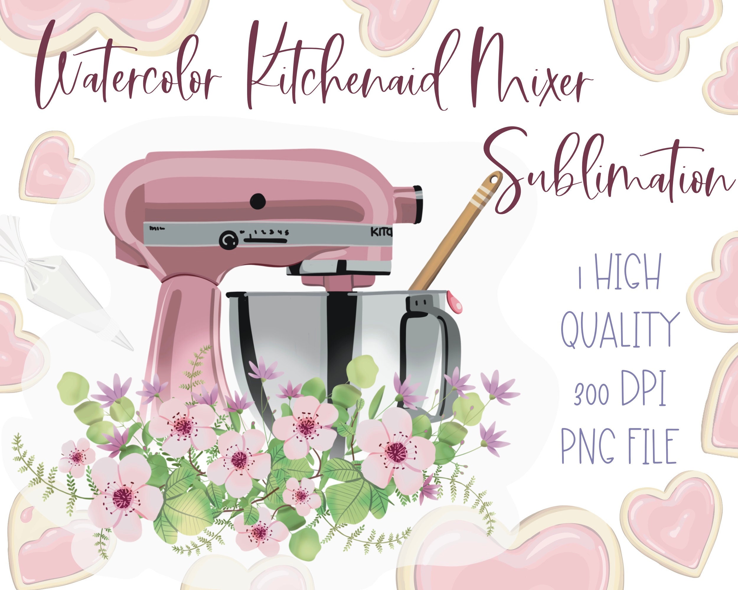 Pink Kitchen Aid Mixer Drawing Sticker for Sale by gschudesigns15