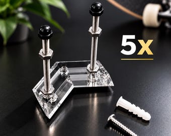 5x Clear Acrylic Skateboard Wall Mount – Minimalist Deck Display (Vertical/Horizontal)