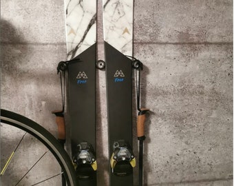 Rastrelliera da parete per sci e snowboard per garage, adatta a qualsiasi sci/tavola, senza danni, multicolore, 4 pezzi