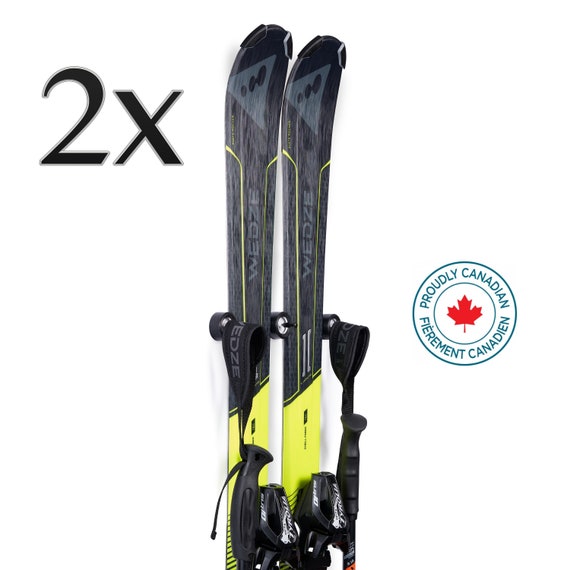 Portasci Da Parete Per Garage E Casa - Supporto Per 2 Sci O Snowboard Con Bastoncini - Set Da 2 Con Accessori Di Montaggio