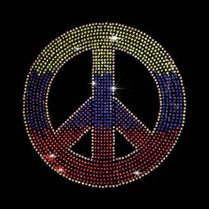 Rhinestone Peace Sign Iron on designs Colorful Heat Transfer (8" x 8") heat transfer designs  custom shirt patches