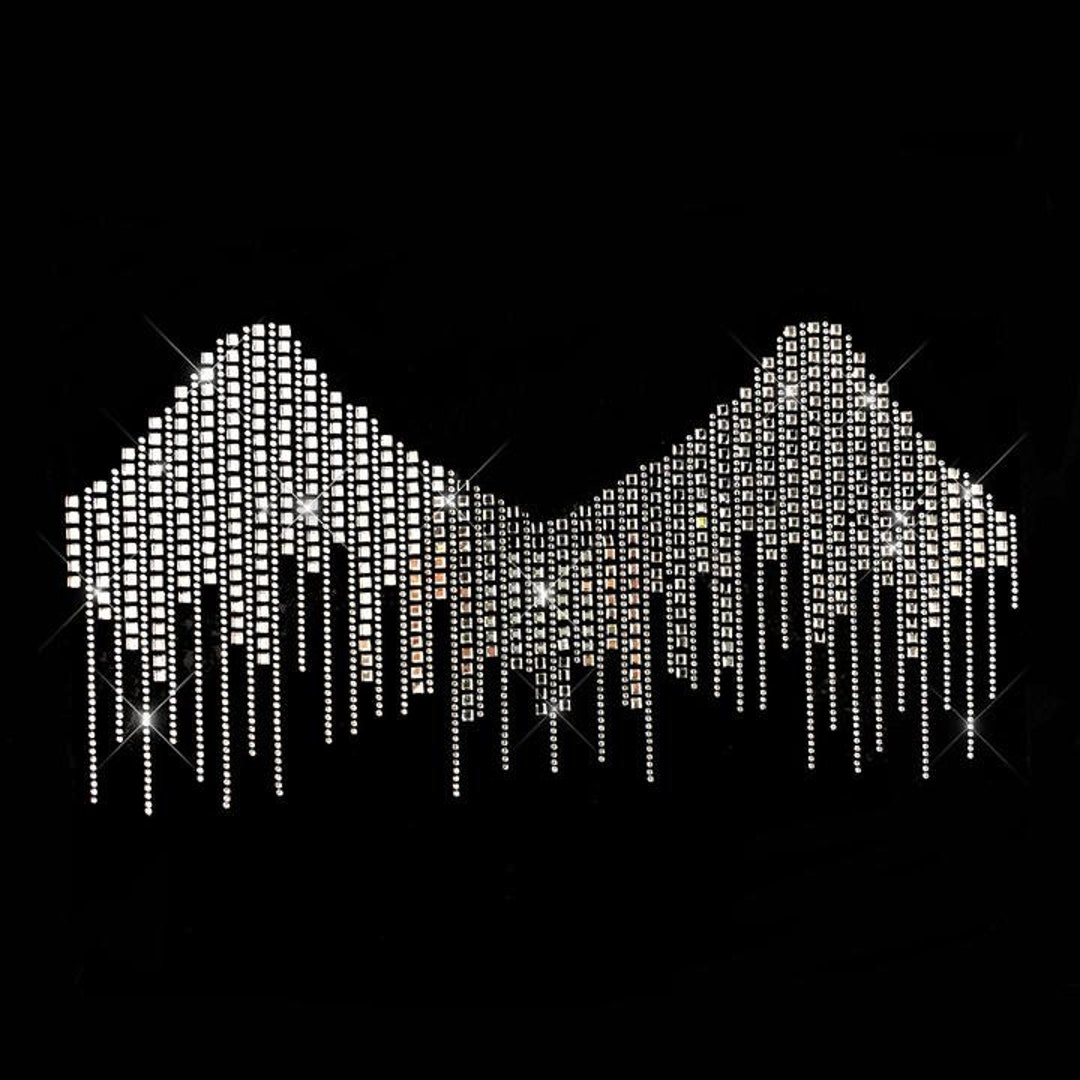 Rhinestone Trim Design, Iron on Rhinestone Patch, Heat Transfer Crystal ...