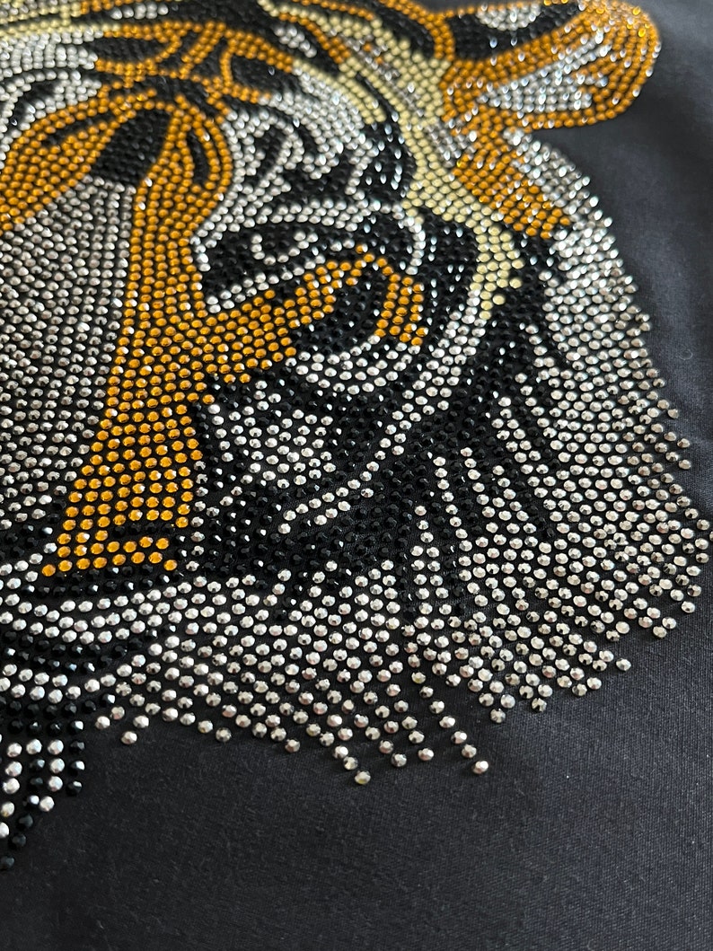 Tigers Rhinestone Design Tiger Rhinestone Iron on Transfer, Sparkling DIY Applique (10