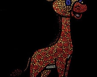 Rhinestone Giraffe Iron-On Transfer: DIY Shirt Applique (10" x 8.5")