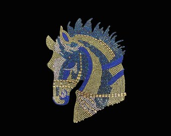 Arabian Horse Rhinestone design, Equestrian Iron on Patch, heat transfer motif 12 x 9 inches