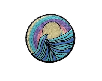 Sunset Sew-On Patch: Embroidered Applique Design