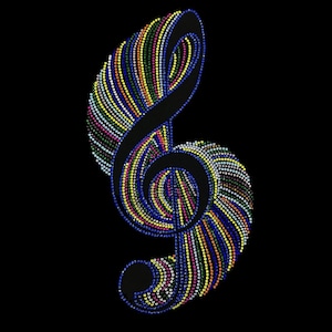 Musical note rhinestones , hot fix heat transfer design , iron on music rhinestone decal , hot fix crystal music note decal , heat transfer