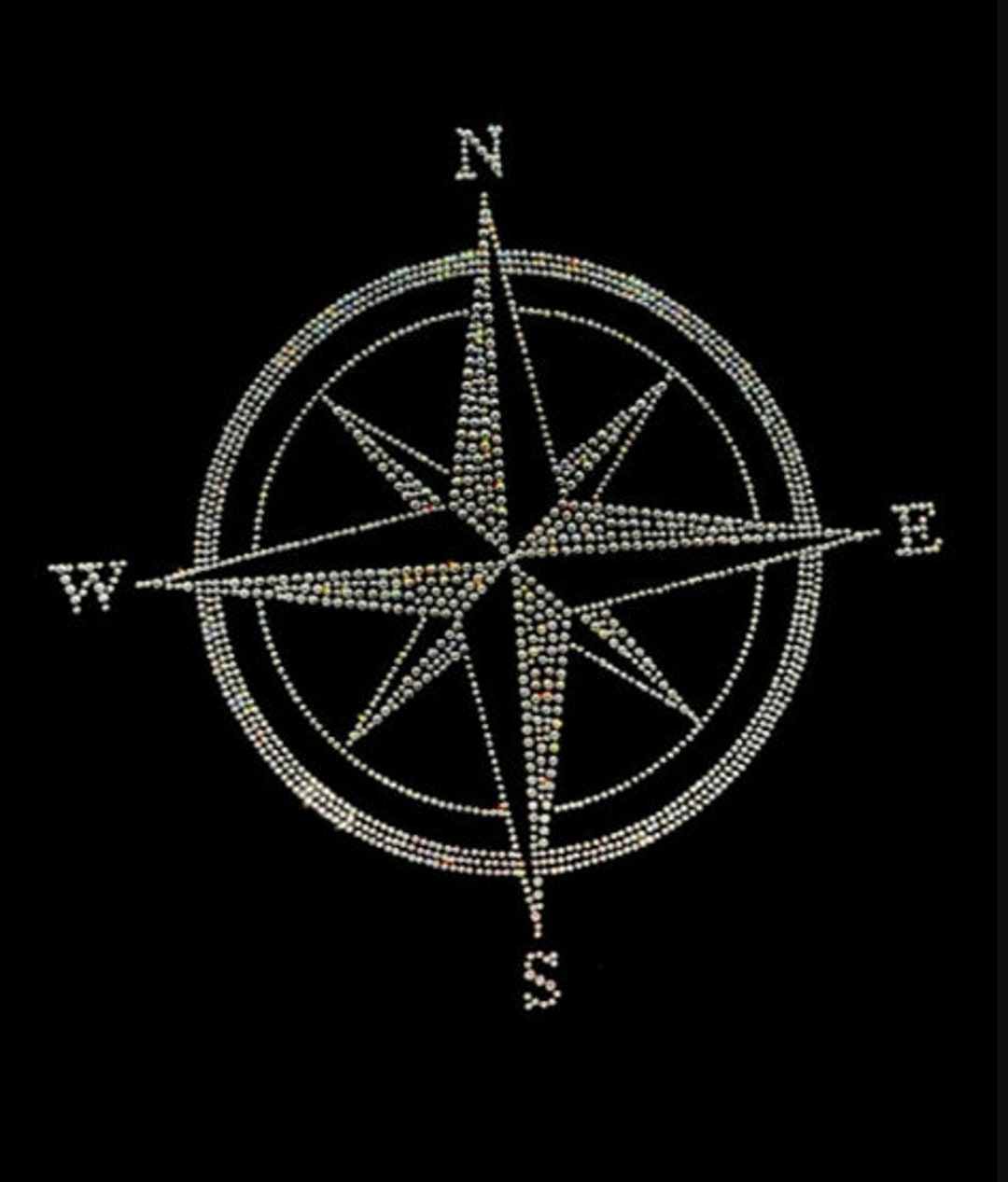 Crystal Compass Iron on Transfers, Hot Fix Rhinestone Bling Design ...