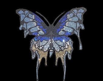 Butterfly Rhinestone Iron On Designs Crystal Bling Motif, Heat Transfer appliques for diy craft lovers