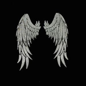 Rhinestone Angel Ab wing decal design for t shirts, iron on hot fix patch, bling design iron on angel wings, iron on decal 11&quot; x 11&quot;