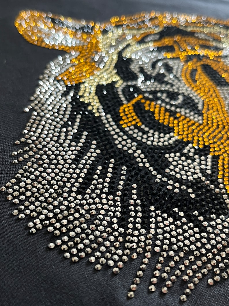 Tigers Rhinestone Design Tiger Rhinestone Iron on Transfer, Sparkling DIY Applique (10