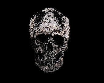 Black Skull Rhinestone Iron on Patch Crystal Bling Skull Applique for Jackets, Shirts DIY Heat Transfer Custom Fashion Design 13.5" x 9.5"