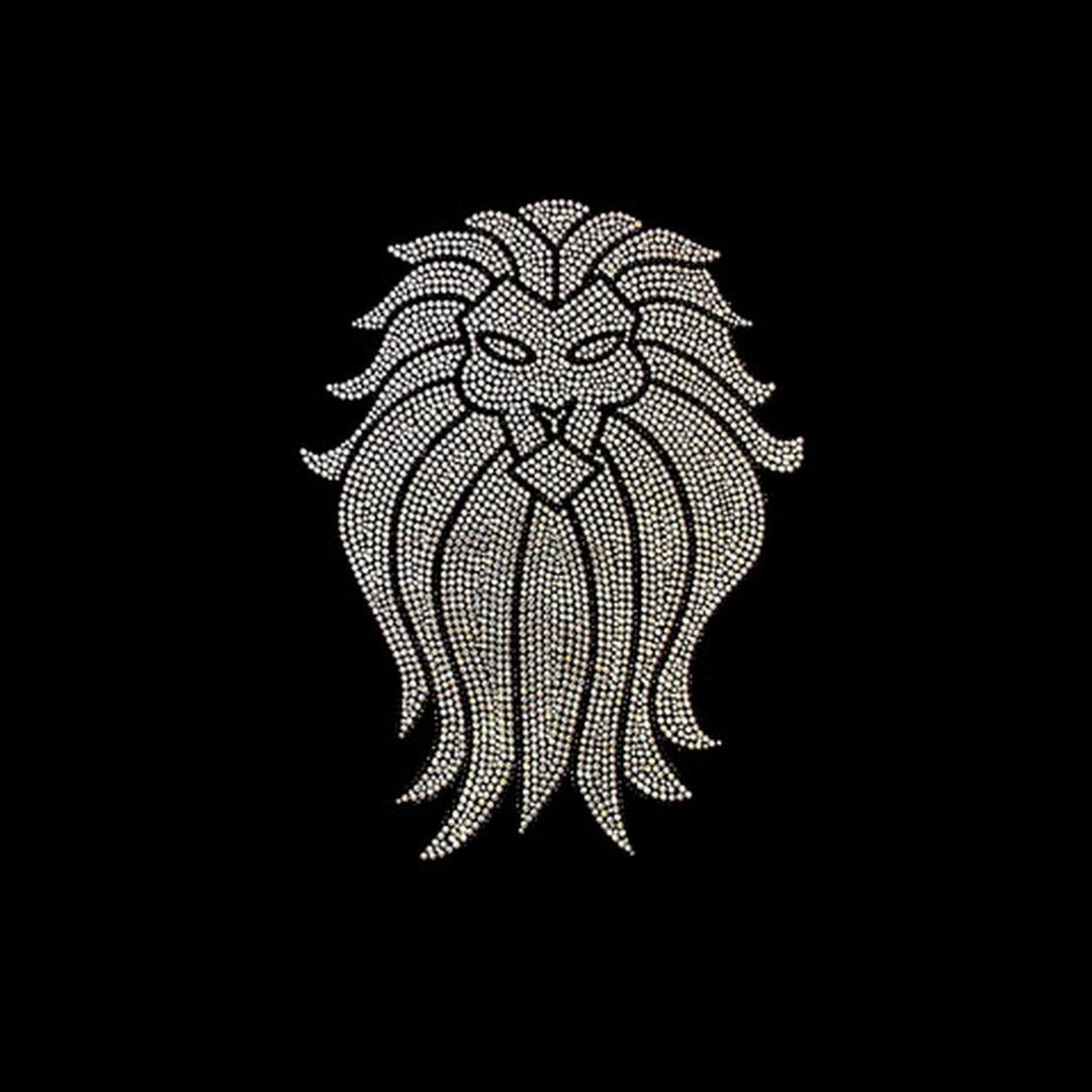 Crystal Lion Iron on Transfer, Hot Fix Lion Patch, Bling Lion Applique