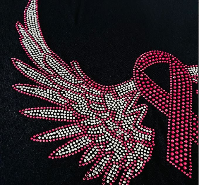 Cancer Ribbon Rhinestone Pink Ribbon Rhinestone Iron on Patches, Breast Cancer Awareness, Heat ...