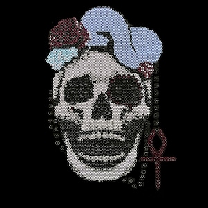 Day of the skulls rhinestone patch , iron on day of the dead skull , rhinestone iron on , hot fix rhinestone applique, heat transfer designs