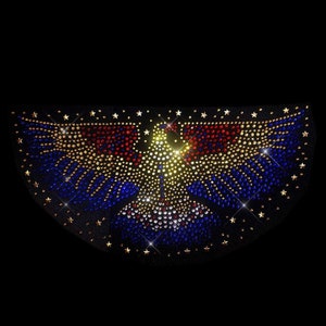 Elvis Eagle Rhinestone Heat Transfer Design for apparel, Hotfix Rhinestone Elvis Applique, Iron on Patch, Rhinestone Heat Transfer 5&quot; x 11&quot;.
