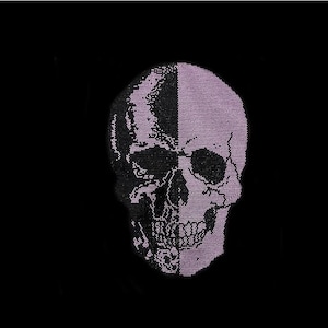 Rhinestone Skull Iron-On Patch: Purple & Black Skeleton Design