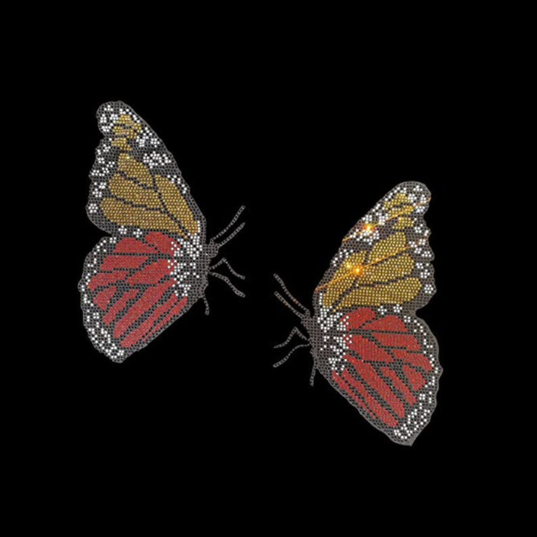 Butterfly Iron on Rhinestone Design Iron on Butterfly Hot Etsy