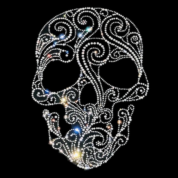 Classy Skull Rhinestone Iron on Heat Transfer Etsy