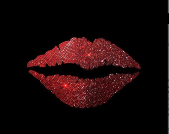 Red Lips Rhinestone Iron On Heat Transfer
