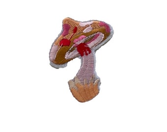 Mushroom Sew On Patch: Embroidered Motif Applique , small patches , iron on patch