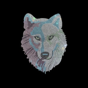 Bling Rhinestone Wolf Iron On Patches DIY Apparel Design, heat transfer hot fix applique