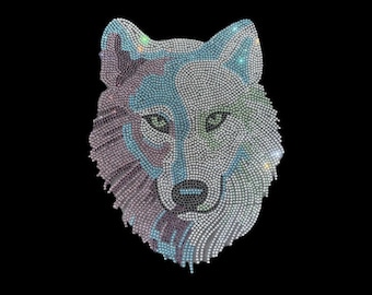 Bling Rhinestone Wolf Iron On Patches DIY Apparel Design, heat transfer hot fix applique