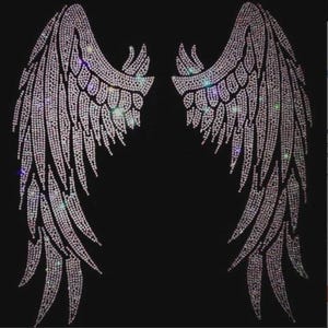 Angel wing rhinestone transfer sheet for clothing, rhinestone angel wing applique, custom t shirt patches , bling iron on designs