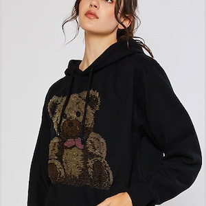 Rhinestone Teddy Bear Hoodie: Bling Sweatshirt