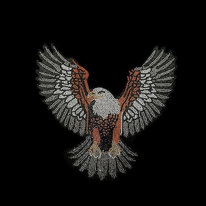 Eagle iron on transfer rhinestone patch, heat transfer bling applique decal, customize design for clothes, personalized patterns 10&quot; x 10&quot;