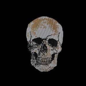 Rhinestone Skull Iron On Patch: Crystal Bling Applique (14&quot; x 9&quot;)