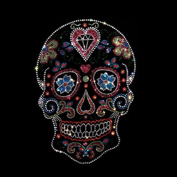 Neon Skull Rhinestud Iron on Heat Transfer