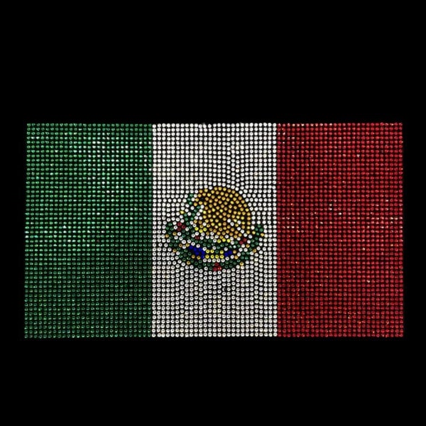 Mexico Flag Rhinestone Heat Transfer Design , Flag Iron on , Rhinestone Transfer , Heat Press Design , Mexico Flag Design