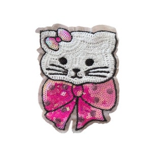 Adorable Cat Iron on Patch, Cartoon Style Sew on Applique for Clothing