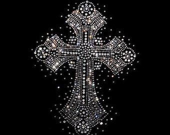 Clear Cross Heat Transfer Iron on design , rhinestone applique