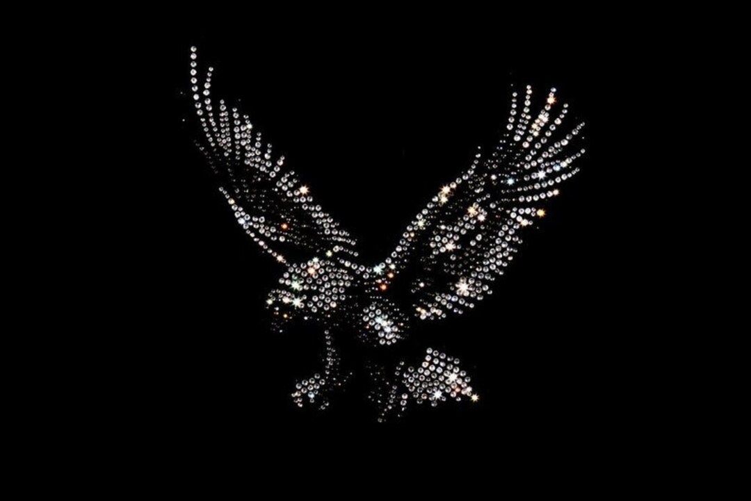 Eagle Rhinestone Iron on Patches Hot Fix Crystal Applique (7.5