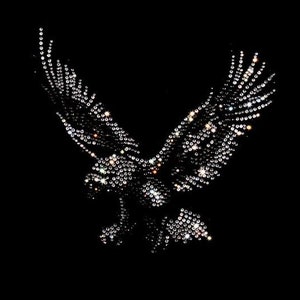 Eagle Rhinestone Iron on Heat Transfers, hot fix crystal flying eagle applique, bling rhinestone patch, t shirt crystal patches