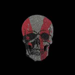 Rhinestone Skull Iron-On Patch: Custom Clothing Applique (13.5 x 9.5 inches)