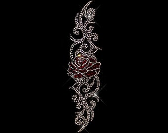 Rose Sleeve Rhinestone Iron on Heat Transfer, Custom Iron on Decals, Iron on Rhinestones, Rose Transfer, Rose Hotfix, Bling T-shirt Design