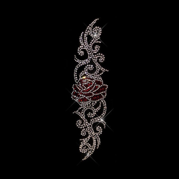 Rose Sleeve Rhinestone Iron on Heat Transfer, Custom Iron on Decals, Iron on Rhinestones, Rose Transfer, Rose Hotfix, Bling T-shirt Design