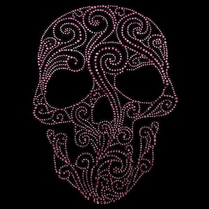 Purple Classy Skull Iron on Rhinestone Design, bling bling design , iron on purple skull , hot fix , motif