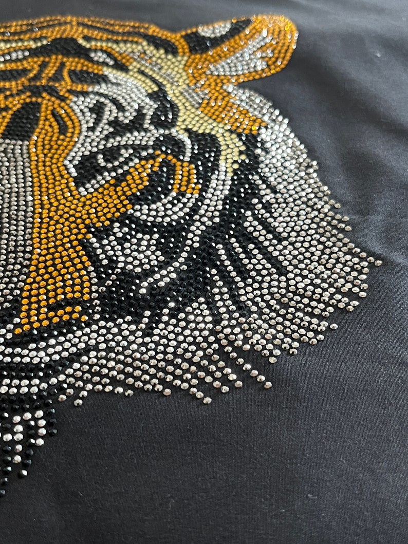 Tiger Rhinestone Tiger Rhinestone Iron on Transfer, Sparkling DIY Applique (10