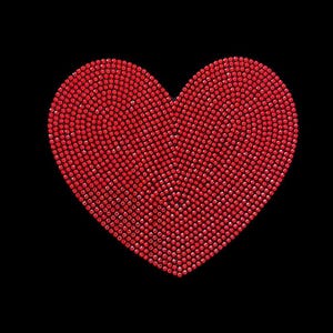 May include: A red heart shape made of small red rhinestones.